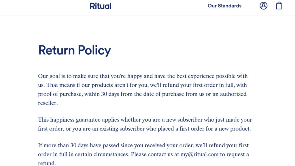 How To Return Ritual Vitamins?
